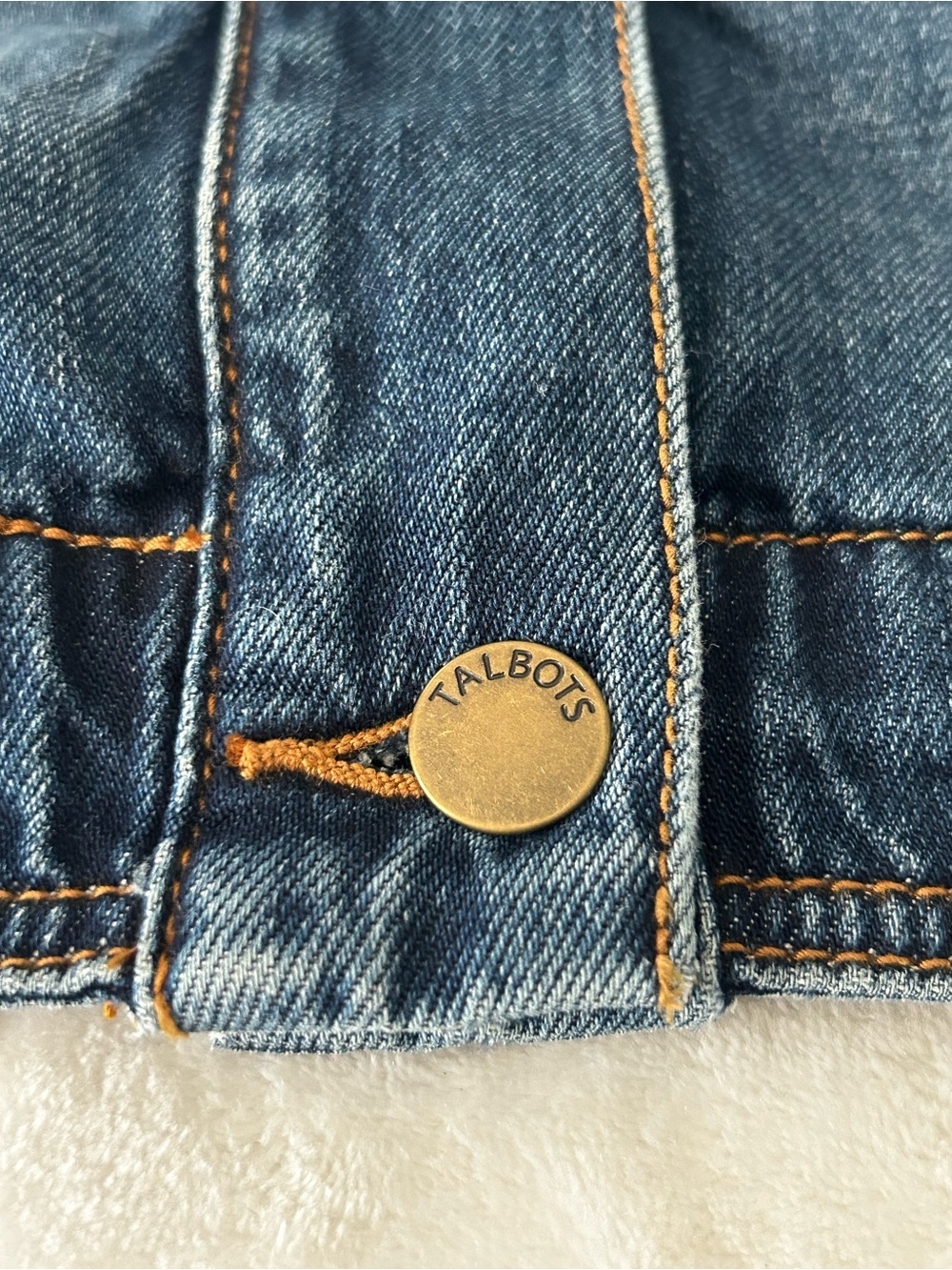 Talbots Short Sleeve Blue Jean Button Up Denim Jacket Women’s Size Large - Picture 5 of 9